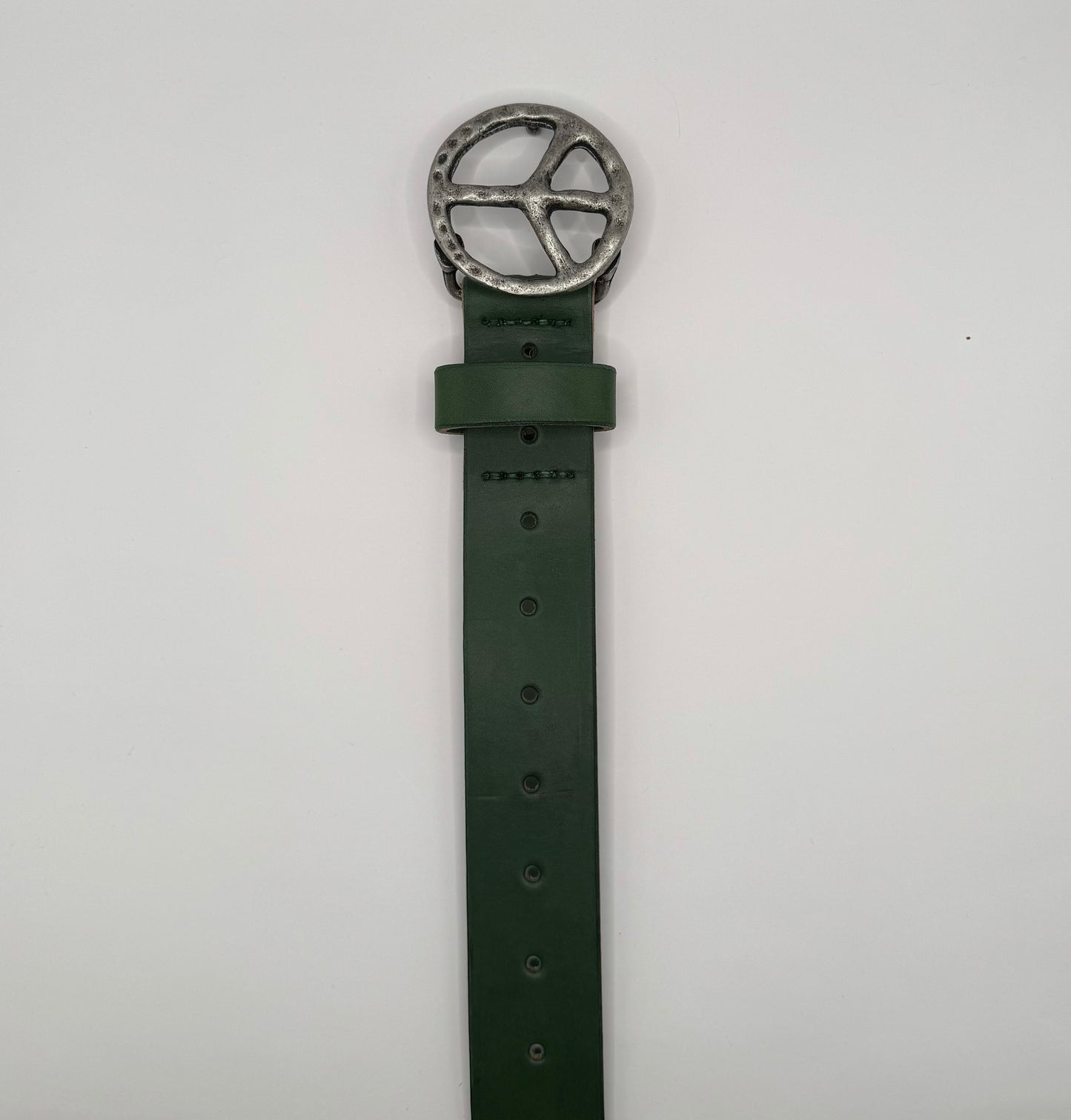 Peace Logo Leather Belt (green)