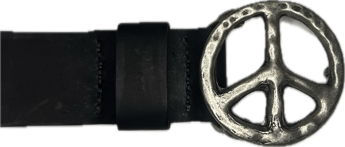 Peace Logo Leather Belt