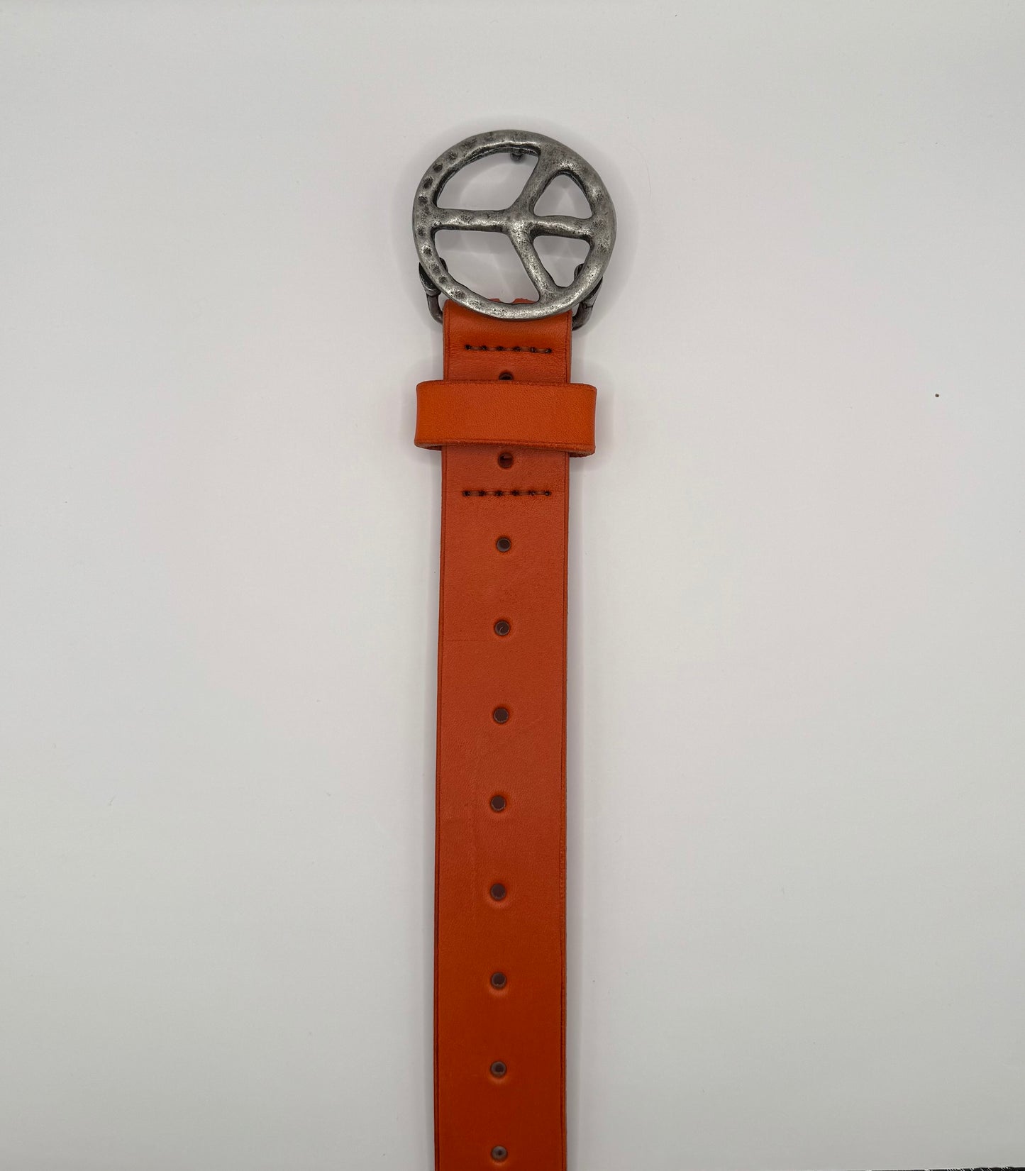 Peace Logo Leather Belt (orange)