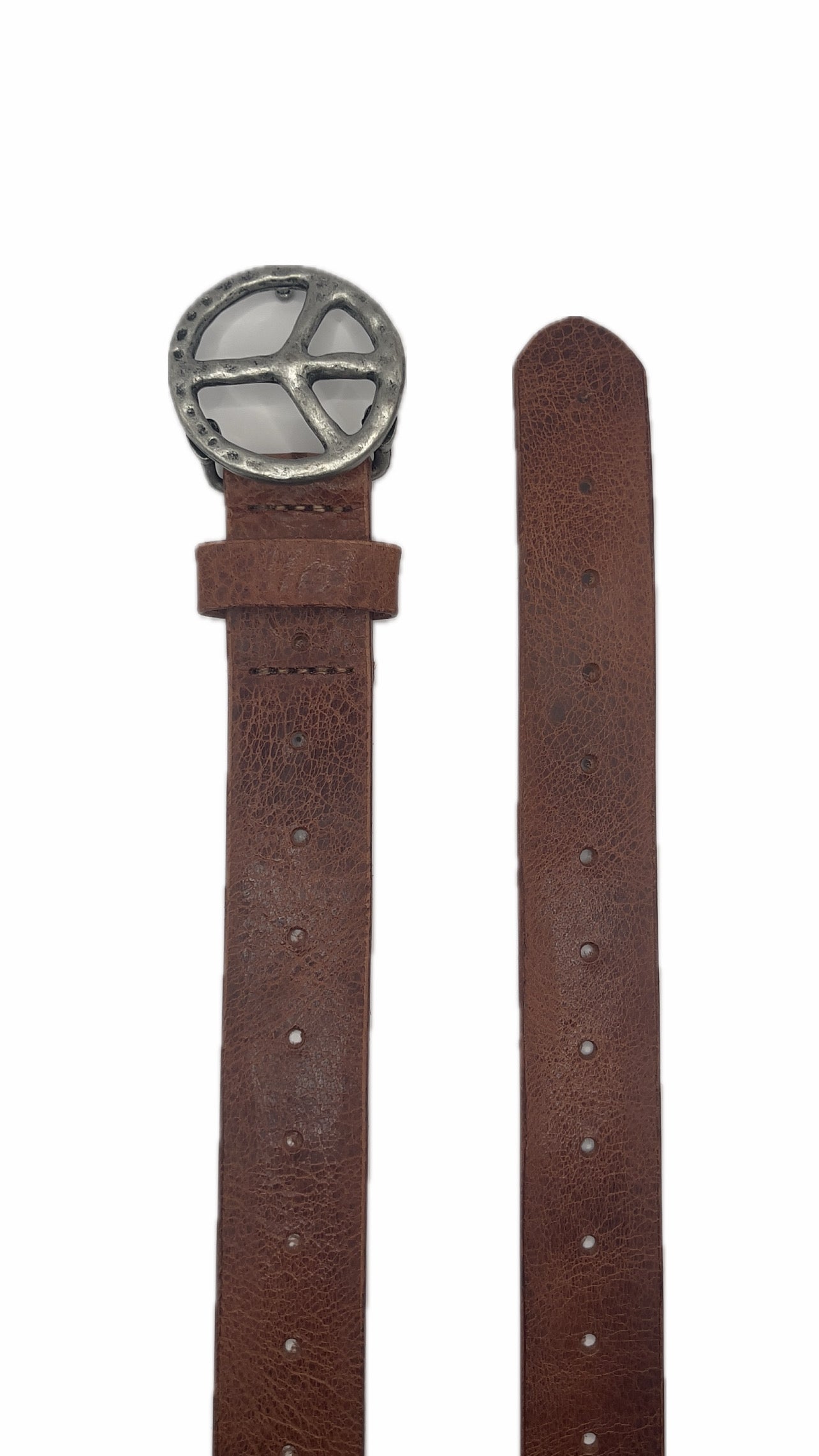 Peace Logo Leather Belt (brown)