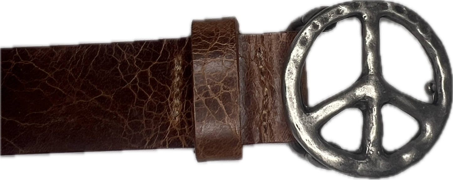 Peace Logo Leather Belt