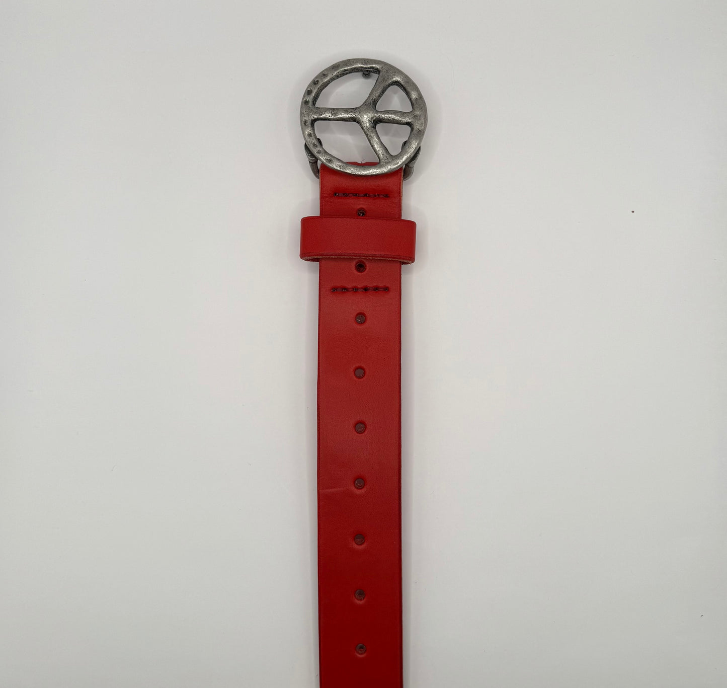 Peace Logo Leather Belt (red)