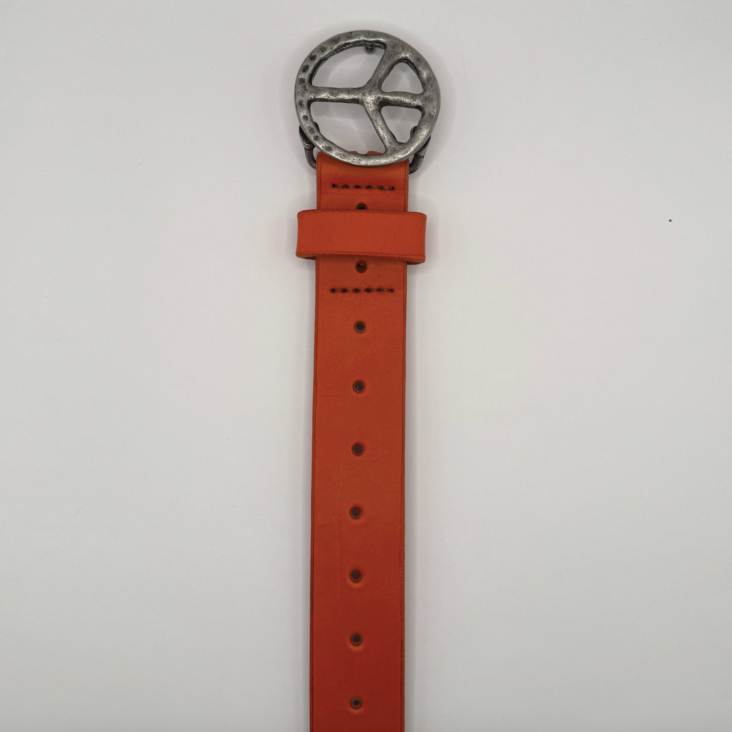 Peace Logo Leather Belt (orange)