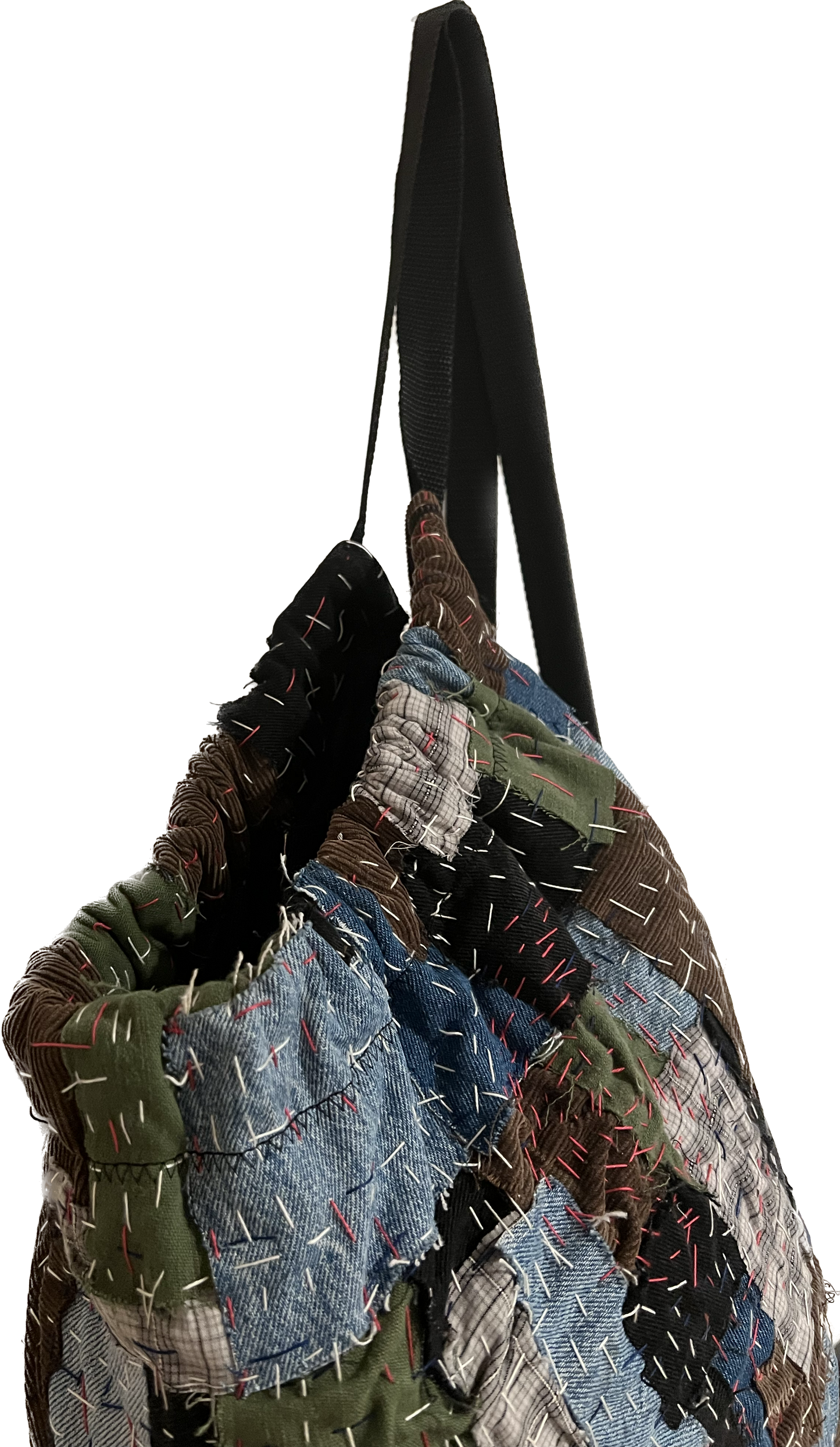 Sashiko stitched drawstring bag