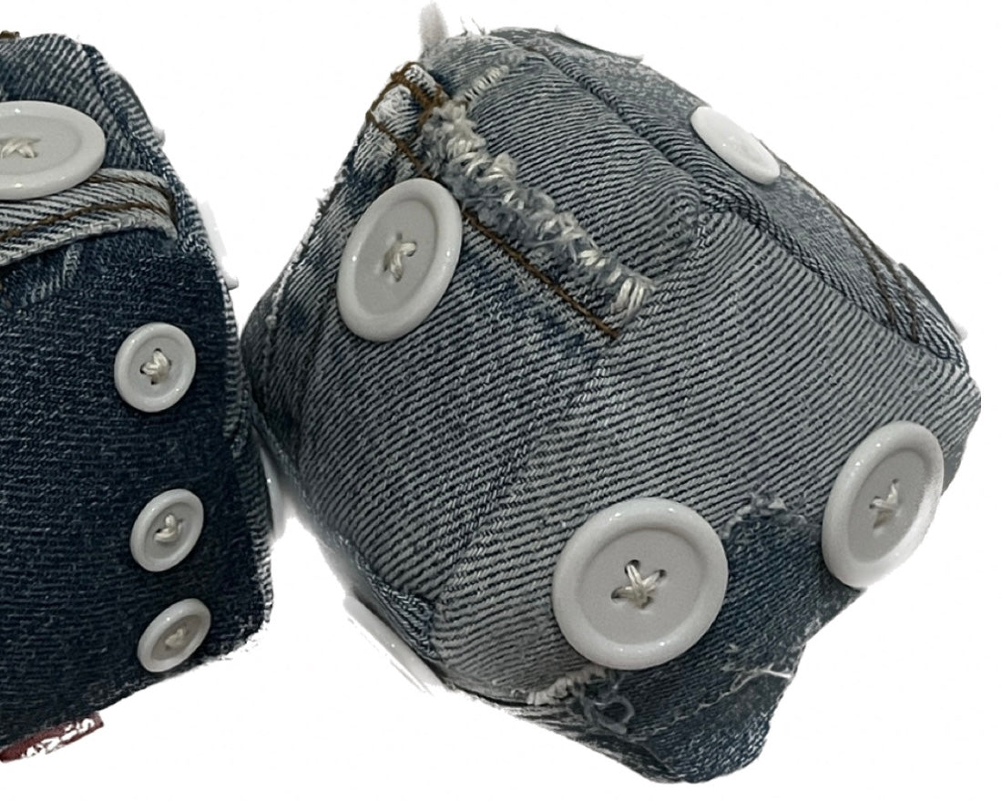 Reworked Denim Car Dice