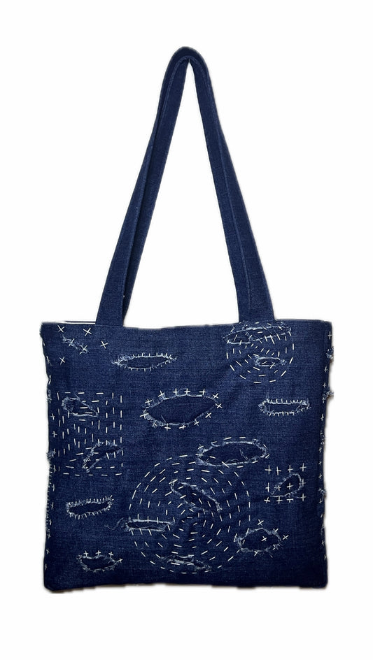Repaired Denim Tote Bag