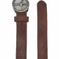 Peace Logo Leather Belt (brown)