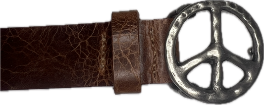 Peace Logo Leather Belt