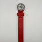 Peace Logo Leather Belt (red)