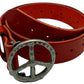 Peace Logo Leather Belt (red)