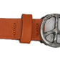 Leather Belt w/ Peace Logo Buckle