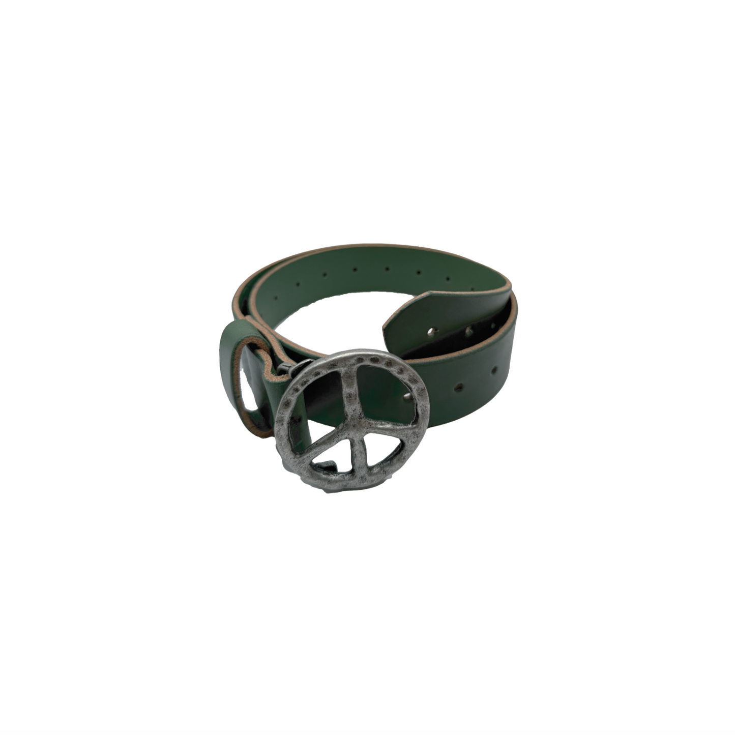 Peace Logo Leather Belt (green)