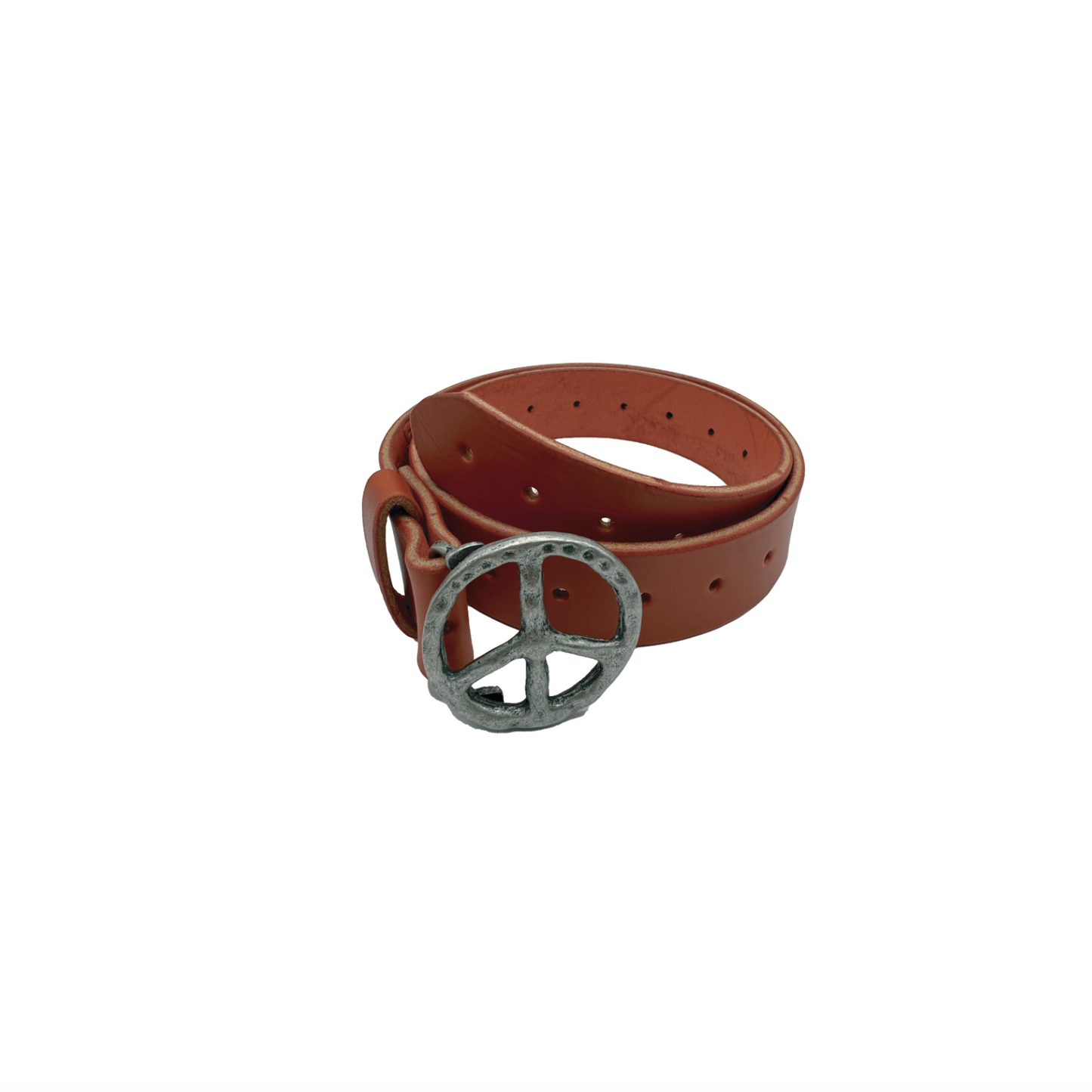 Peace Logo Leather Belt (orange)