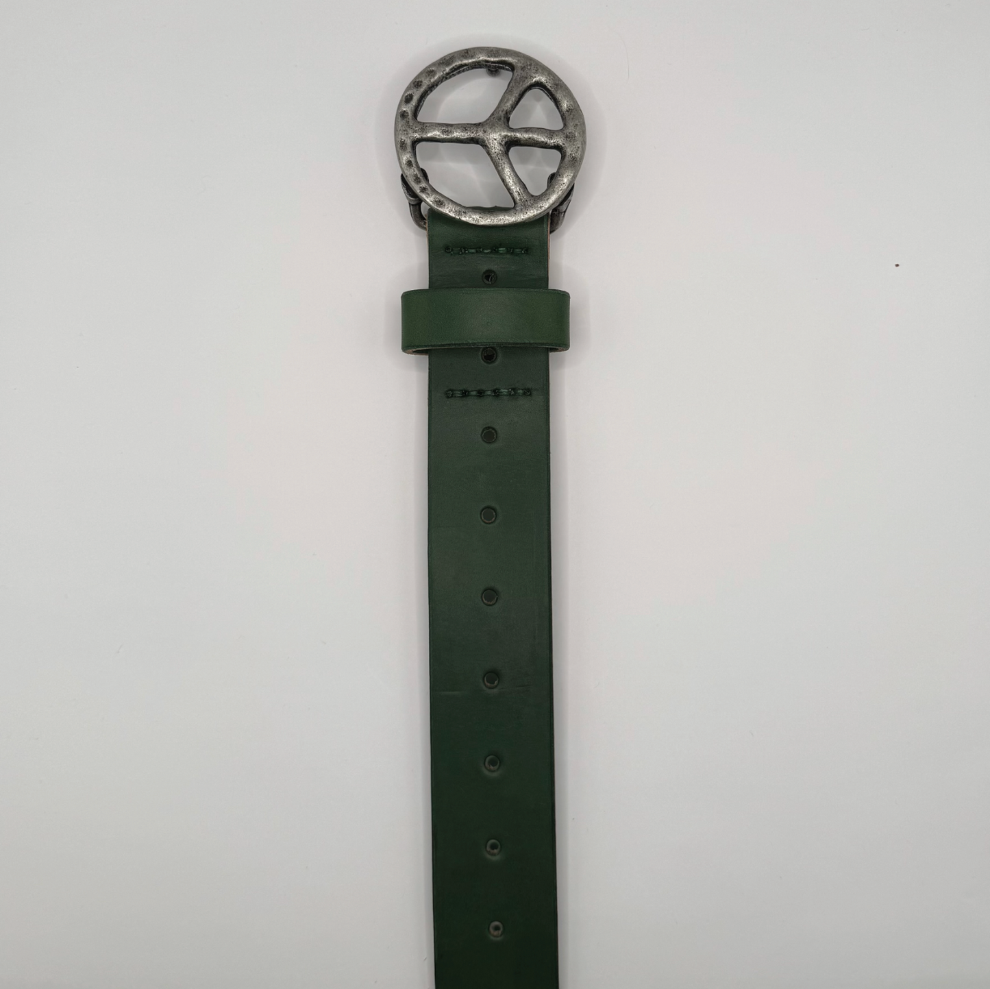 Peace Logo Leather Belt (green)