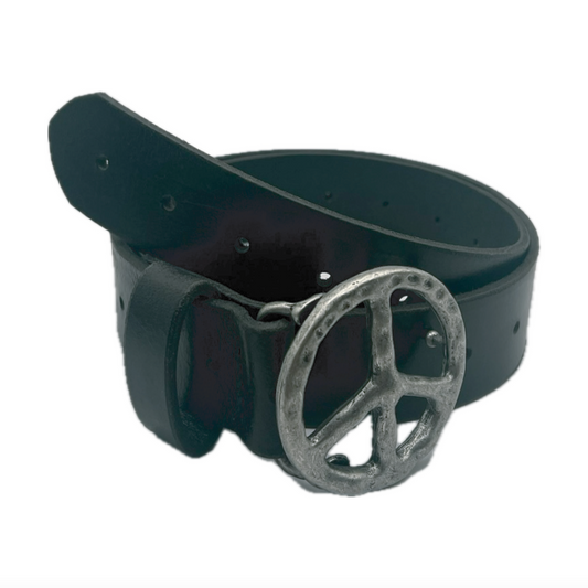 Peace Logo Leather Belt (black)