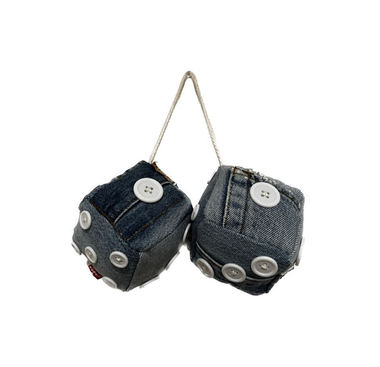 Reworked Denim Car Dice